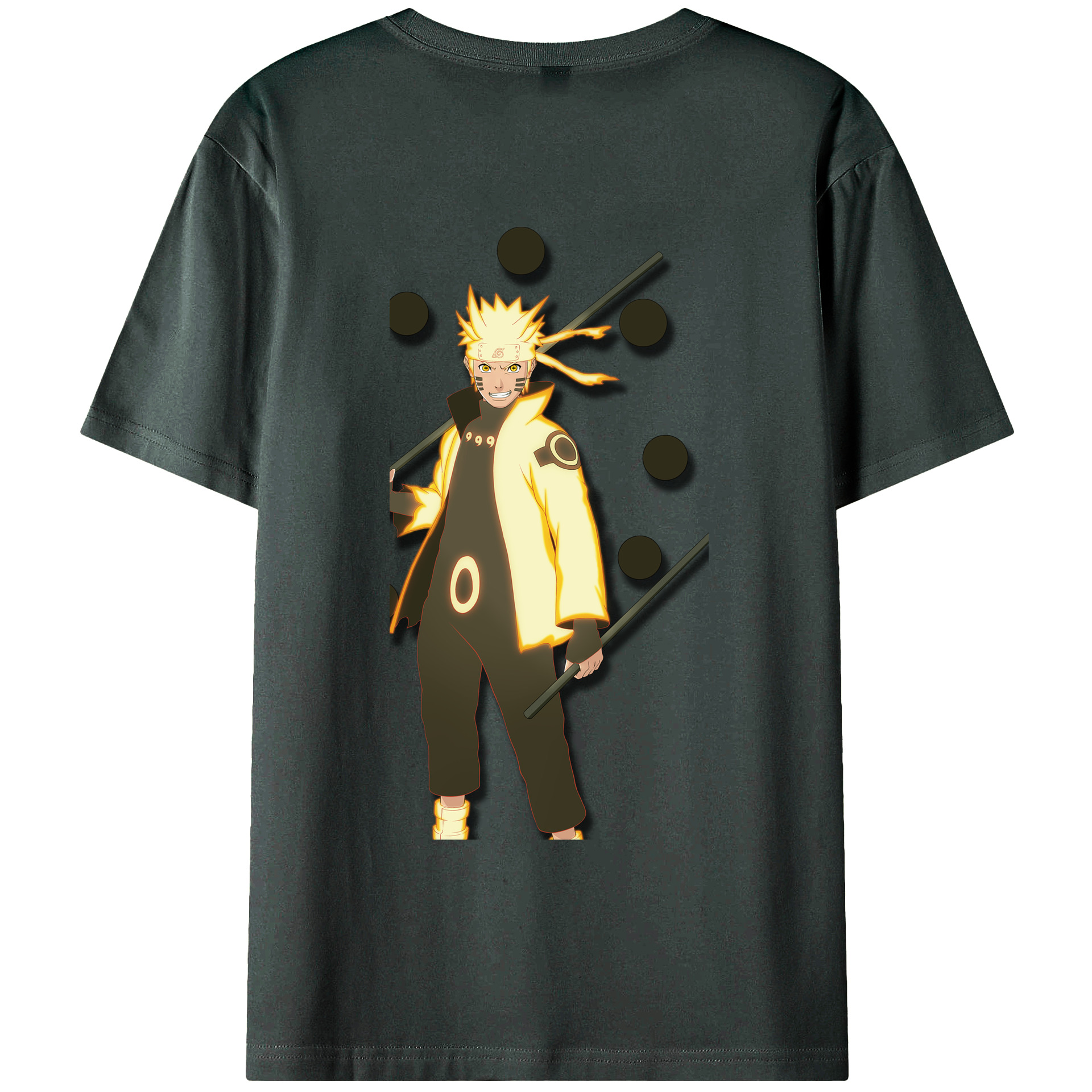 （画像用） NARUTO -ナルト- うずまき ナルト Uzumaki Naruto 綿100％ メンズ半袖Tシャツ（バックプリント） 通気性